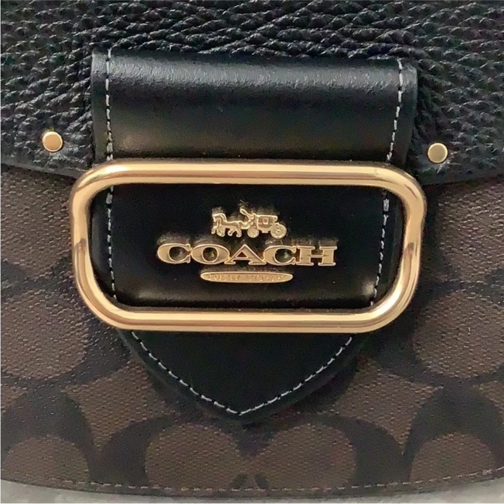 Coach CE567 Morgan Saddle Bag In Colorblock Brown & Black Gold Rivets - NWOT - Picture 9 of 14